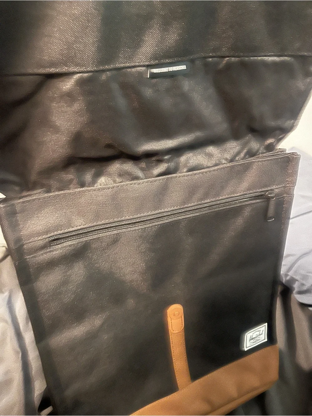 Herschel Supply Company Black and Tan Two-Tone Flap Backpack